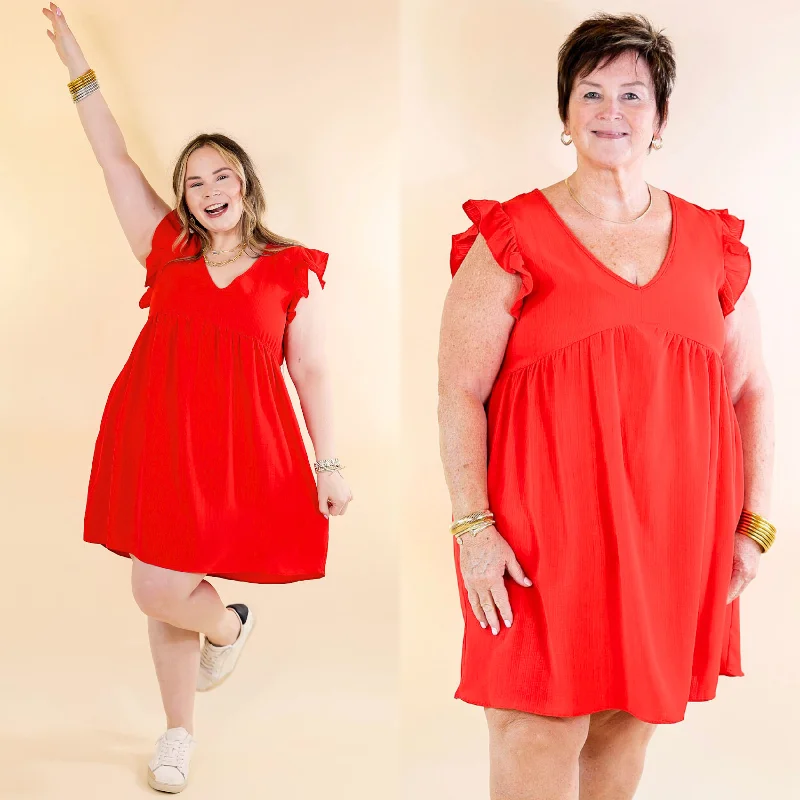 Wrap - Style Women Dress with Adjustable Fit for All Body Types Wrap - Style Women Dress with Adjustable Fit for All Body Types Capture Your Attention V Neck Dress with Ruffle Cap Sleeves in Red Wrap - Style Women Dress with Adjustable Fit for All Body Types Wrap - Style Women Dress with Adjustable Fit for All Body Types Capture Your Attention V Neck Dress with Ruffle Cap Sleeves in Red