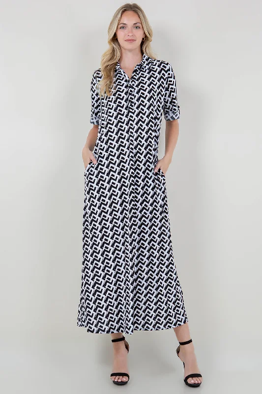 Little Black Women Dress with Sequins for a Glamorous Night Out Little Black Women Dress with Sequins for a Glamorous Night Out ELB ROLL TAB SLV COLLARED MAXI DRESS - D3341-1870