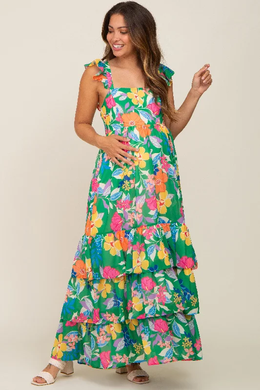 Little Black Women Dress with Sequins for a Glamorous Night Out Little Black Women Dress with Sequins for a Glamorous Night Out Green Floral Chiffon Square Neck Ruffle Maternity Maxi Dress