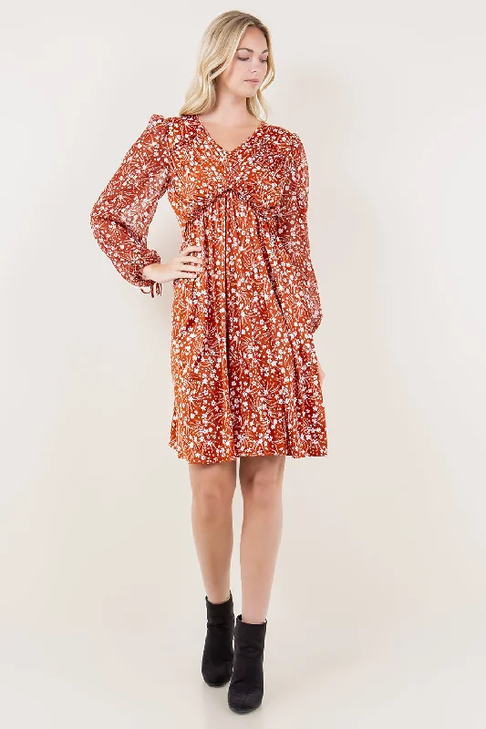 Long - Sleeve Women Dress in Velvet for a Luxurious Winter Look Long - Sleeve Women Dress in Velvet for a Luxurious Winter Look LS SHIRR RUFFLE DROP WAIST DRESS - D3582-0111 Long - Sleeve Women Dress in Velvet for a Luxurious Winter Look Long - Sleeve Women Dress in Velvet for a Luxurious Winter Look LS SHIRR RUFFLE DROP WAIST DRESS - D3582-0111