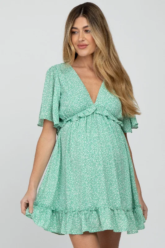 Halter Neck Women Dress to Show Off the Shoulders and Neckline Halter Neck Women Dress to Show Off the Shoulders and Neckline Mint Green Floral Ruffle Accent Cutout Maternity Dress Halter Neck Women Dress to Show Off the Shoulders and Neckline Halter Neck Women Dress to Show Off the Shoulders and Neckline Mint Green Floral Ruffle Accent Cutout Maternity Dress