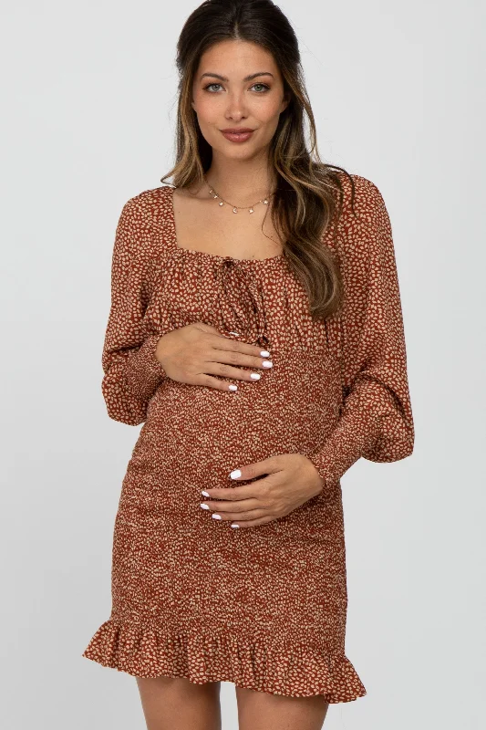Off - the - Shoulder Women Dress for a Romantic and Feminine Look Off - the - Shoulder Women Dress for a Romantic and Feminine Look Rust Leaf Print Smocked Maternity Dress Off - the - Shoulder Women Dress for a Romantic and Feminine Look Off - the - Shoulder Women Dress for a Romantic and Feminine Look Rust Leaf Print Smocked Maternity Dress
