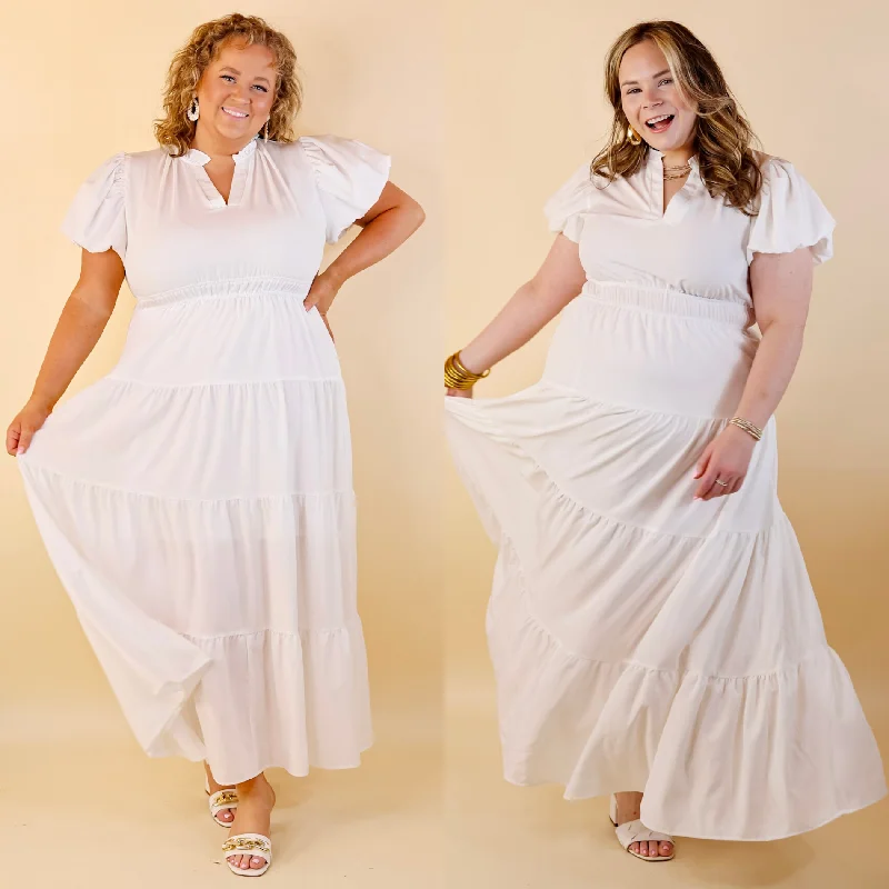 Shift Women Dress with a Simple and Classic Design for Everyday Wear Shift Women Dress with a Simple and Classic Design for Everyday Wear Table for Two Tiered Maxi Dress with Puff Sleeves in White