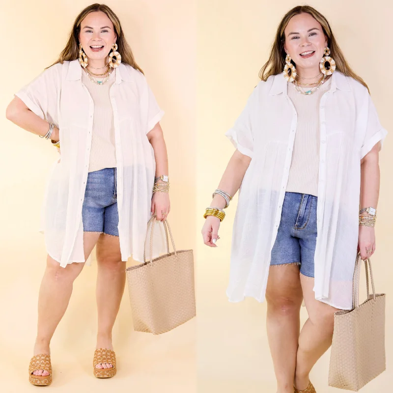 Backless Women Dress for a Sexy and Alluring Look at Evening Events Backless Women Dress for a Sexy and Alluring Look at Evening Events Wildest Dreams Button Up Short Sleeve Tunic Dress in White
