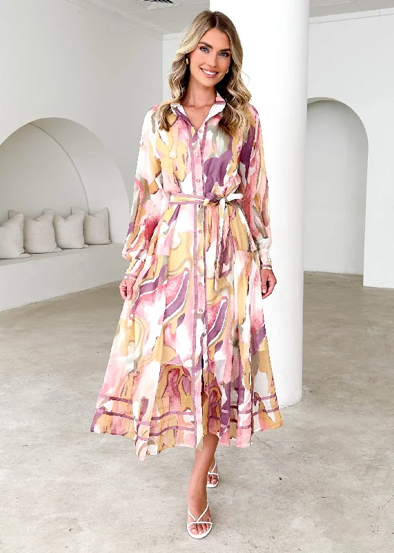 Midi dresses with off - the - shoulder necklines for a flirty lookAcorro Midi Dress - Fig Swirl Midi dresses with off - the - shoulder necklines for a flirty lookAcorro Midi Dress - Fig Swirl