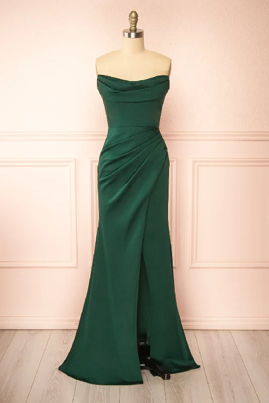 Midi dresses with side slits for a sexy and elegant appearanceAilsa Green | Strapless Gown w/ High Slit Midi dresses with side slits for a sexy and elegant appearanceAilsa Green | Strapless Gown w/ High Slit