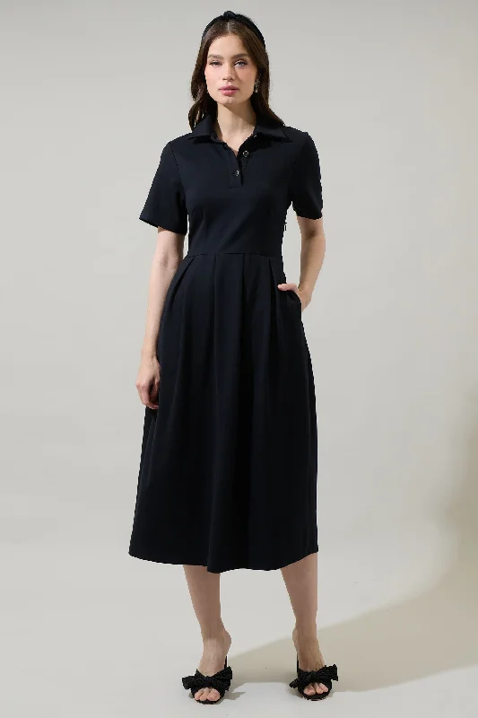 Midi dresses with printed lining for a hidden and stylish detailAimee Collared Pleated Midi Dress Midi dresses with printed lining for a hidden and stylish detailAimee Collared Pleated Midi Dress