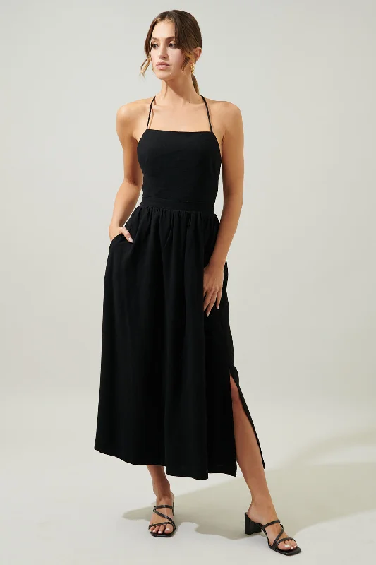 Midi dresses with ruched sleeves for a more fitted and stylish arm lookAisha Open Back Lace Up Midi Dress Midi dresses with ruched sleeves for a more fitted and stylish arm lookAisha Open Back Lace Up Midi Dress