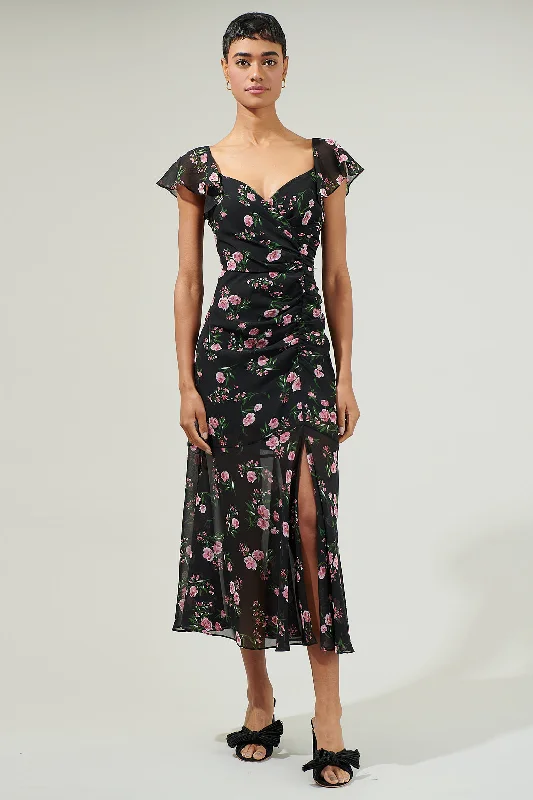 Midi dresses with one - shoulder designs for a modern and asymmetric styleAlbany Floral Nadia Ruched Midi Dress Midi dresses with one - shoulder designs for a modern and asymmetric styleAlbany Floral Nadia Ruched Midi Dress