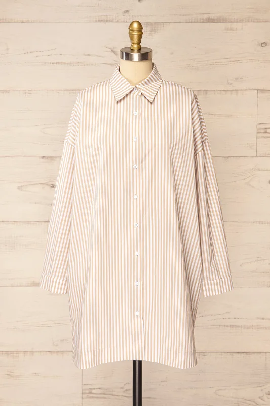 Midi dresses with pom - pom trims for a playful and festive lookAlistaire | Oversized Striped Shirt Dress Midi dresses with pom - pom trims for a playful and festive lookAlistaire | Oversized Striped Shirt Dress