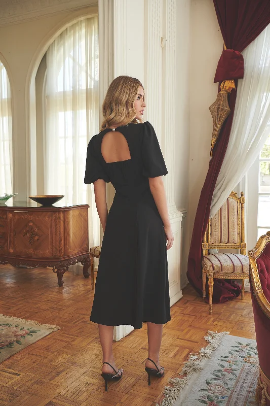Midi dresses with asymmetric hems for a fashion - forward and dynamic appearanceAmerica Puff Sleeve Midi Dress