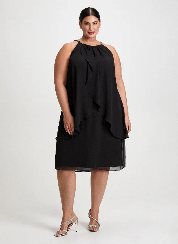 Midi dresses with keyhole backs for a flirty and unexpected detailBeaded Halter Neck Chiffon Dress Midi dresses with keyhole backs for a flirty and unexpected detailBeaded Halter Neck Chiffon Dress