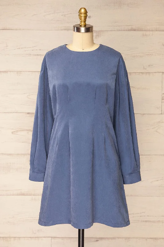Midi dresses with animal prints for a bold and confident appearanceBohrin Blue | Long-Sleeved Short Dress Midi dresses with animal prints for a bold and confident appearanceBohrin Blue | Long-Sleeved Short Dress
