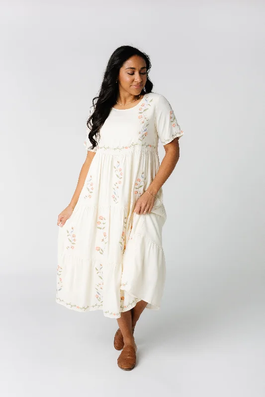 Midi dresses with cold - shoulder cutouts for a trendy styleCathy Embroidered Pocket Dress Midi dresses with cold - shoulder cutouts for a trendy styleCathy Embroidered Pocket Dress