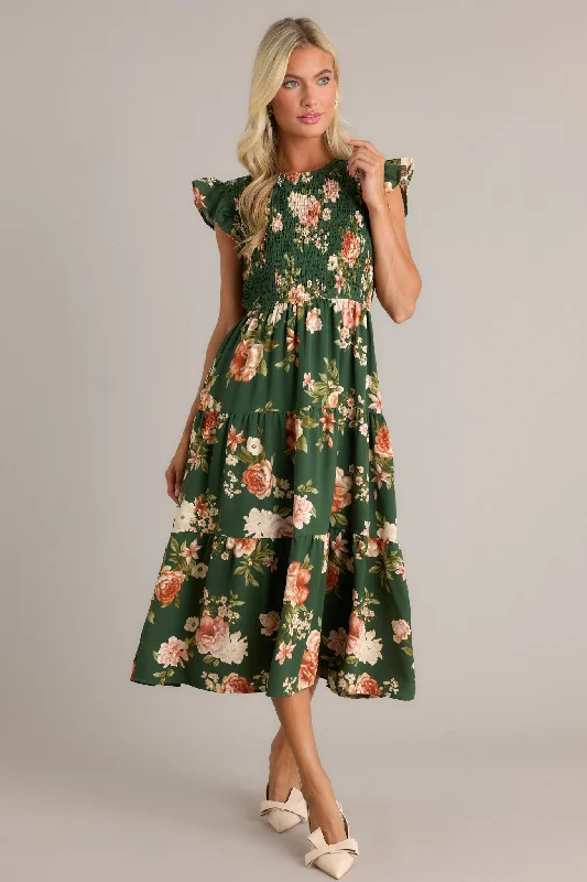 Midi dresses with fringe details for a fun and energetic styleDesert Dawn Green Floral Midi Dress Midi dresses with fringe details for a fun and energetic styleDesert Dawn Green Floral Midi Dress