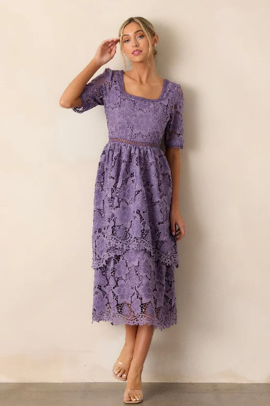 Midi dresses with puff sleeves for a vintage - inspired lookEternal Romance Lilac Floral Embroidered Midi Dress Midi dresses with puff sleeves for a vintage - inspired lookEternal Romance Lilac Floral Embroidered Midi Dress