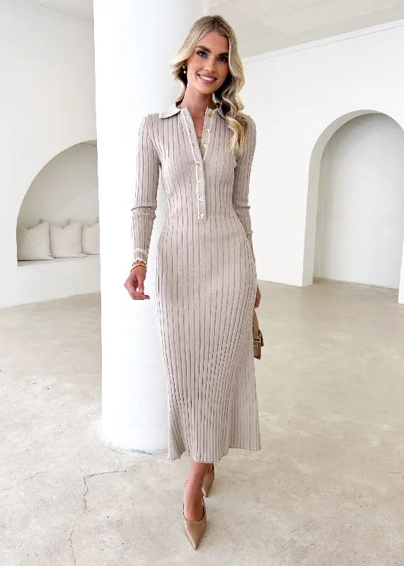 Midi dresses with bow accents for a sweet and charming lookEveriel Knit Midi Dress - Beige Midi dresses with bow accents for a sweet and charming lookEveriel Knit Midi Dress - Beige