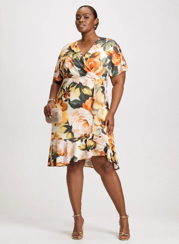 Midi dresses with one - shoulder designs for a modern and asymmetric styleFloral Cross-Neck Flounce Dress Midi dresses with one - shoulder designs for a modern and asymmetric styleFloral Cross-Neck Flounce Dress
