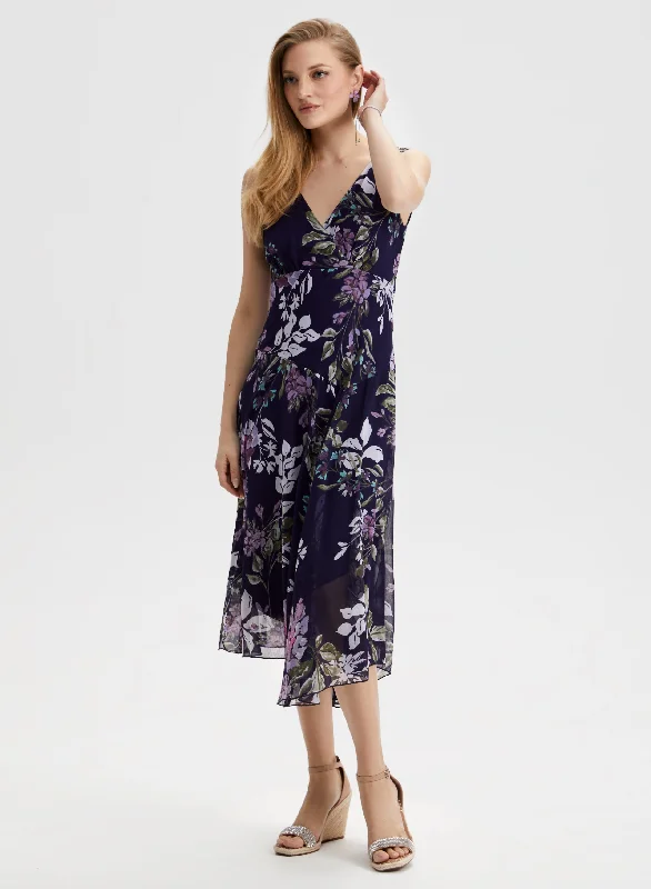 Sheath midi dresses with beaded embellishments for a formal occasionFloral Motif V-neck Chiffon Dress Sheath midi dresses with beaded embellishments for a formal occasionFloral Motif V-neck Chiffon Dress