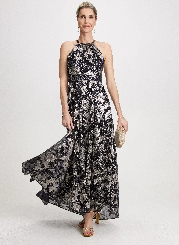 Midi dresses with wrap - around skirts for a customizable fitFoil Floral Dress