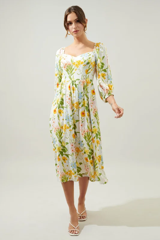 Wrap - style midi dresses in silk for a sophisticated office lookFree to Be Puff Sleeve Granger Midi Dress Wrap - style midi dresses in silk for a sophisticated office lookFree to Be Puff Sleeve Granger Midi Dress