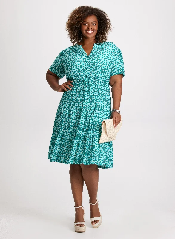 Midi dresses with side slits for a sexy and elegant appearanceGeometric Print Button-Up Dress Midi dresses with side slits for a sexy and elegant appearanceGeometric Print Button-Up Dress