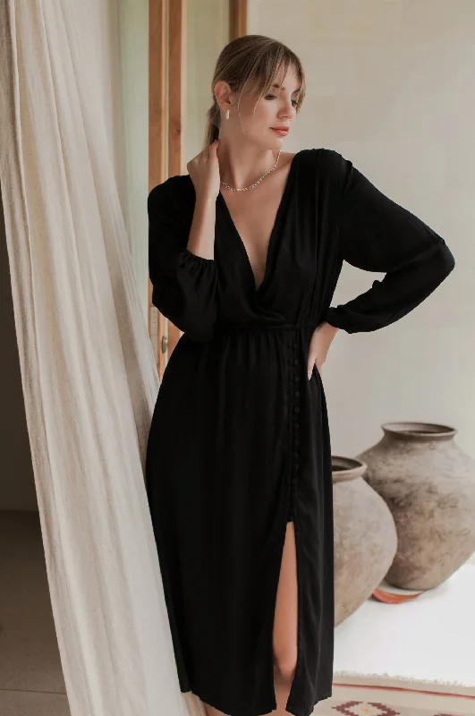 Midi dresses with wrap - around skirts for a customizable fitGreta Long Sleeve Midi Dress Midi dresses with wrap - around skirts for a customizable fitGreta Long Sleeve Midi Dress