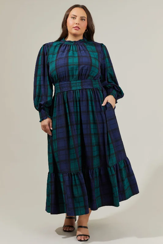 Midi dresses with embroidered accents for a unique and detailed designHudson Plaid Caitlyn Smock Sleeve Midi Dress Curve Midi dresses with embroidered accents for a unique and detailed designHudson Plaid Caitlyn Smock Sleeve Midi Dress Curve