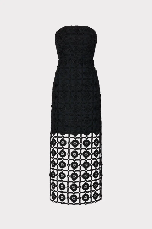 Midi dresses with puff sleeves for a vintage - inspired lookKait Tile Lace Dress