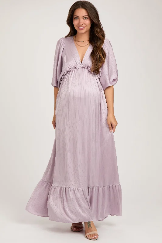 Midi dresses with animal prints for a bold and confident appearanceLavender Striped Ruffle Accent Maternity Maxi Dress Midi dresses with animal prints for a bold and confident appearanceLavender Striped Ruffle Accent Maternity Maxi Dress