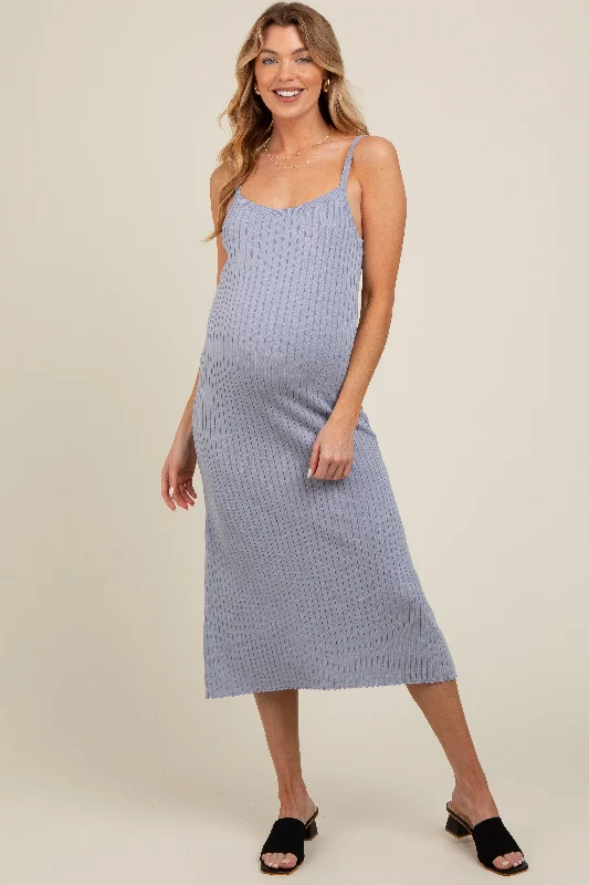 High - low midi dresses with geometric patterns for a modern partyLight Blue Square Neck Ribbed Sleeveless Maternity Midi Dress High - low midi dresses with geometric patterns for a modern partyLight Blue Square Neck Ribbed Sleeveless Maternity Midi Dress