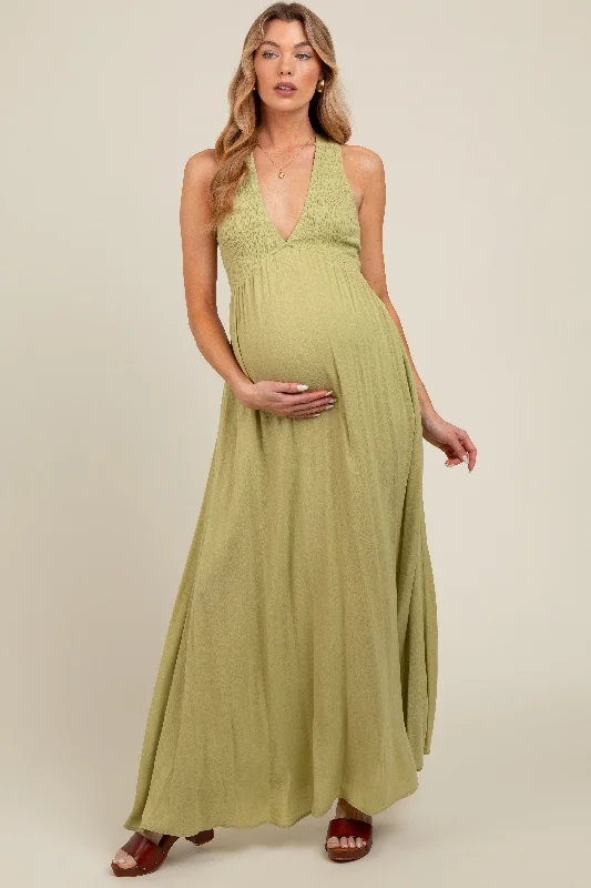 Midi dresses with ruffled bodices for a more pronounced feminine lookLime Deep V-Neck Cross Back Maternity Maxi Dress Midi dresses with ruffled bodices for a more pronounced feminine lookLime Deep V-Neck Cross Back Maternity Maxi Dress