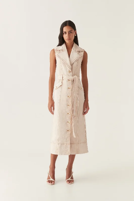 Midi dresses with tassel accents for a bohemian and free - spirited styleLorah Denim Midi Dress Midi dresses with tassel accents for a bohemian and free - spirited styleLorah Denim Midi Dress