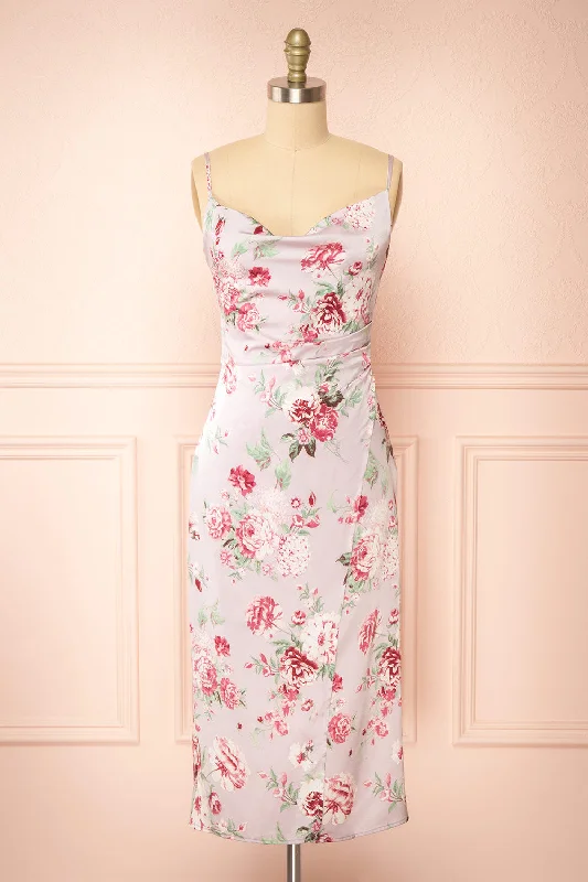 Midi dresses with tiered skirts for a bohemian festival lookMauvali | Cowl Neck Floral Midi Dress Midi dresses with tiered skirts for a bohemian festival lookMauvali | Cowl Neck Floral Midi Dress