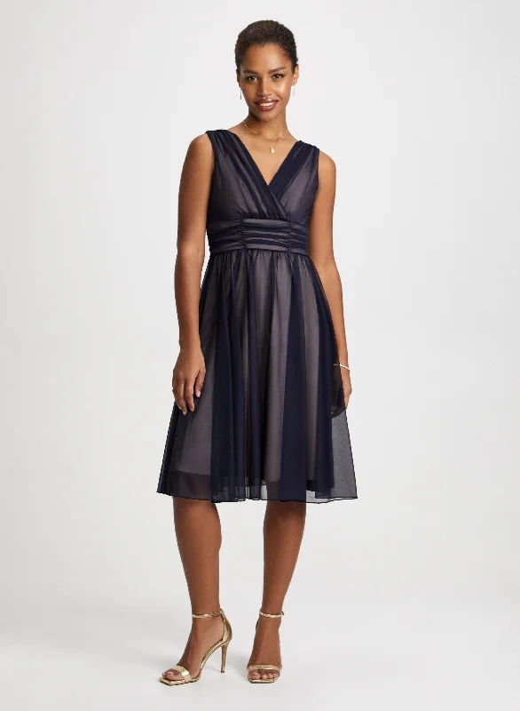 Midi dresses with lace - up fronts for a unique and adjustable styleMesh Detail Fit & Flare Dress Midi dresses with lace - up fronts for a unique and adjustable styleMesh Detail Fit & Flare Dress