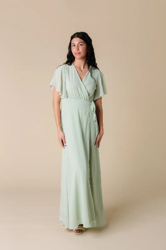 Midi dresses with denim fabric for a casual yet stylish day outNaples Flutter Sleeve Wrap Dress - Lt Sage Midi dresses with denim fabric for a casual yet stylish day outNaples Flutter Sleeve Wrap Dress - Lt Sage