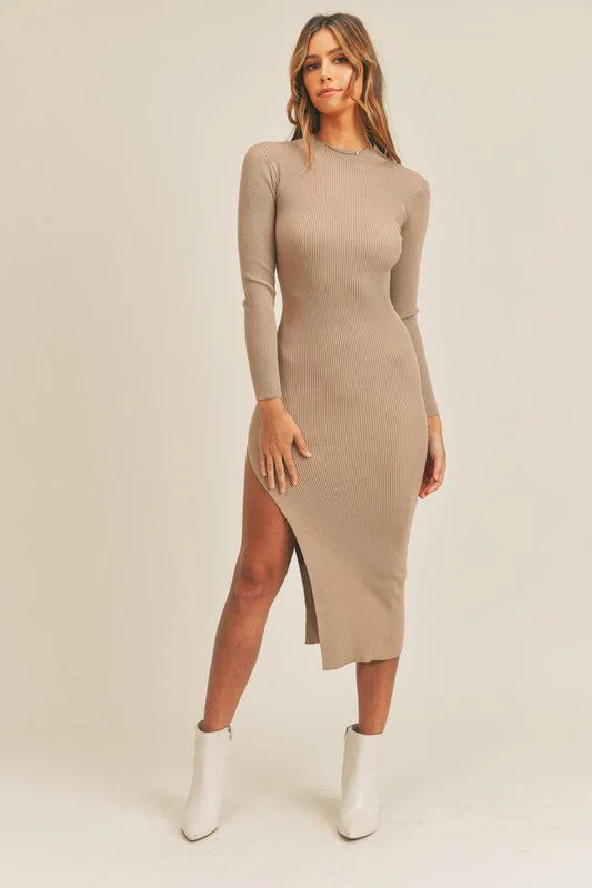 Sheath midi dresses with beaded embellishments for a formal occasionPauline Taupe Ribbed Bodycon Midi Dress Sheath midi dresses with beaded embellishments for a formal occasionPauline Taupe Ribbed Bodycon Midi Dress
