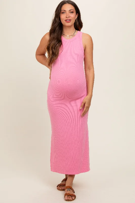 Velvet midi dresses in jewel tones for a glamorous winter eventPink Ribbed Maternity Side Slit Tank Dress Velvet midi dresses in jewel tones for a glamorous winter eventPink Ribbed Maternity Side Slit Tank Dress