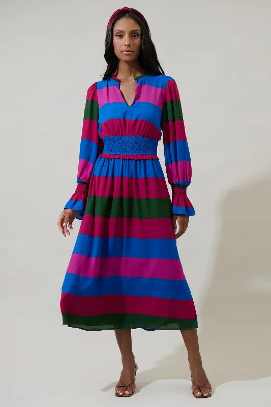 Midi dresses with halter necks for a stylish and comfortable optionSaige Striped Ria Smocked Midi Dress