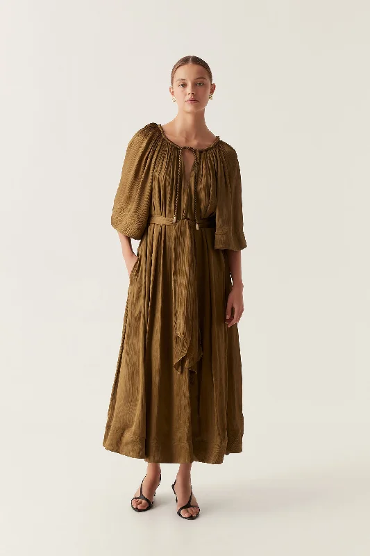 Midi dresses with ruched sleeves for a more fitted and stylish arm lookSeraphina Silk Midi Dress
