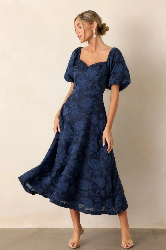 Sleeveless midi dresses with lace details for summer weddingsStarlit Evenings Navy Floral Jacquard Midi Dress Sleeveless midi dresses with lace details for summer weddingsStarlit Evenings Navy Floral Jacquard Midi Dress
