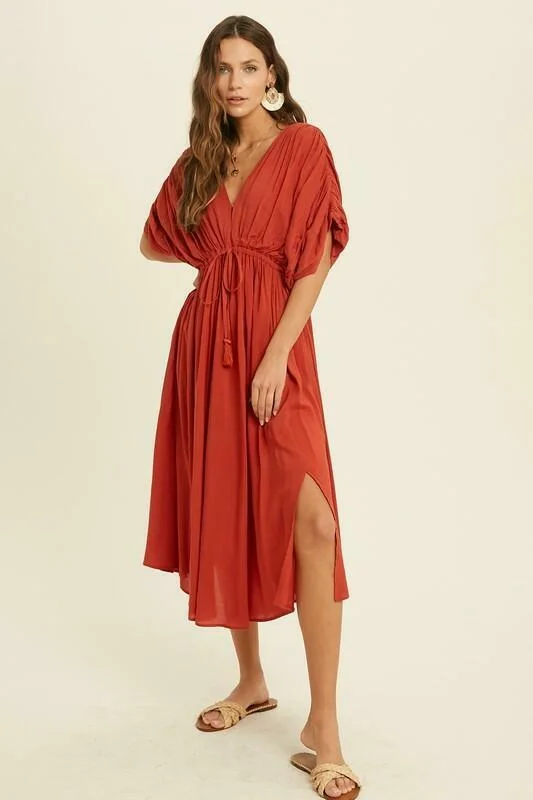 Midi dresses with one - shoulder designs for a modern and asymmetric styleTruly Perfect Brick Red Midi Dress