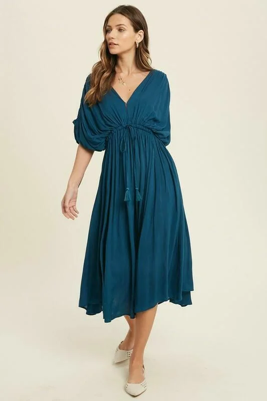 Midi dresses with tassel accents for a bohemian and free - spirited styleTruly Perfect Teal Midi Dress Midi dresses with tassel accents for a bohemian and free - spirited styleTruly Perfect Teal Midi Dress