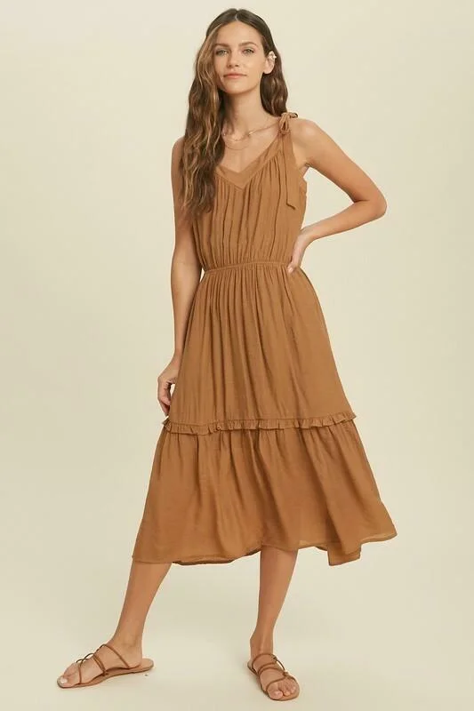 Midi dresses with puff sleeves for a vintage - inspired lookWhy Wait Gucci Brown Tie-Strap Midi Dress Midi dresses with puff sleeves for a vintage - inspired lookWhy Wait Gucci Brown Tie-Strap Midi Dress
