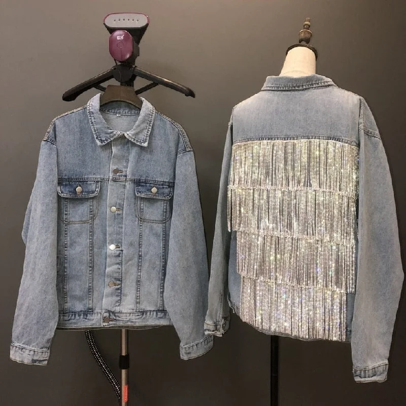 Fringed Denim Top with a Bohemian FlairBoho Chic Tassel Denim Jacket