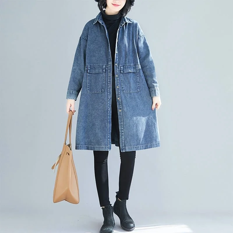 Distressed Denim Top for a Trendy and Edgy LookCasual Denim Trench Coat