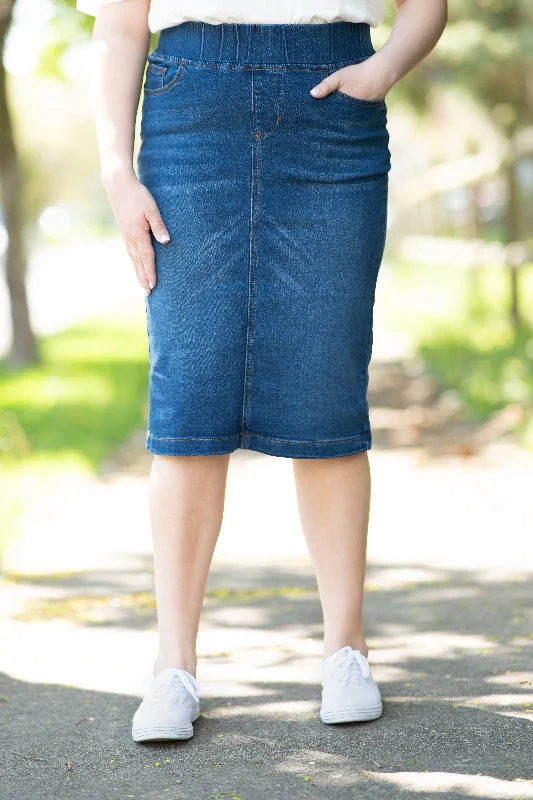 Maxi denim skirts for a bohemian feelClassic Waistband Denim (Indigo)