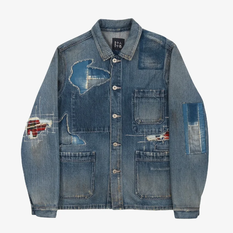 Long - Sleeve Denim Top for Cold Weather LayeringPatchwork Denim Jacket