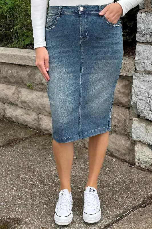 Denim skirts with belt loops for accessorizingEmma Midi Denim Skirt (Vintage)