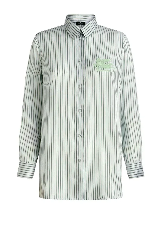 Etro Pinstripe Silk Shirt - Green